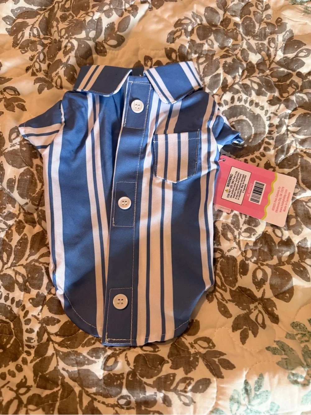 Blue and White Striped Dog Shirt